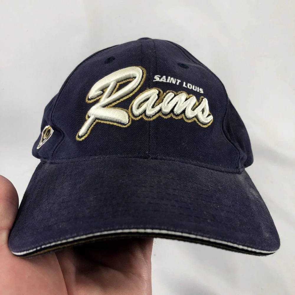 Reebok NFL St Louis Los Angeles Rams Hat Cap Script Football Adjustable OSFM